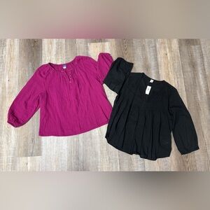 Old Navy Women's Black and Magenta Blouse Duo